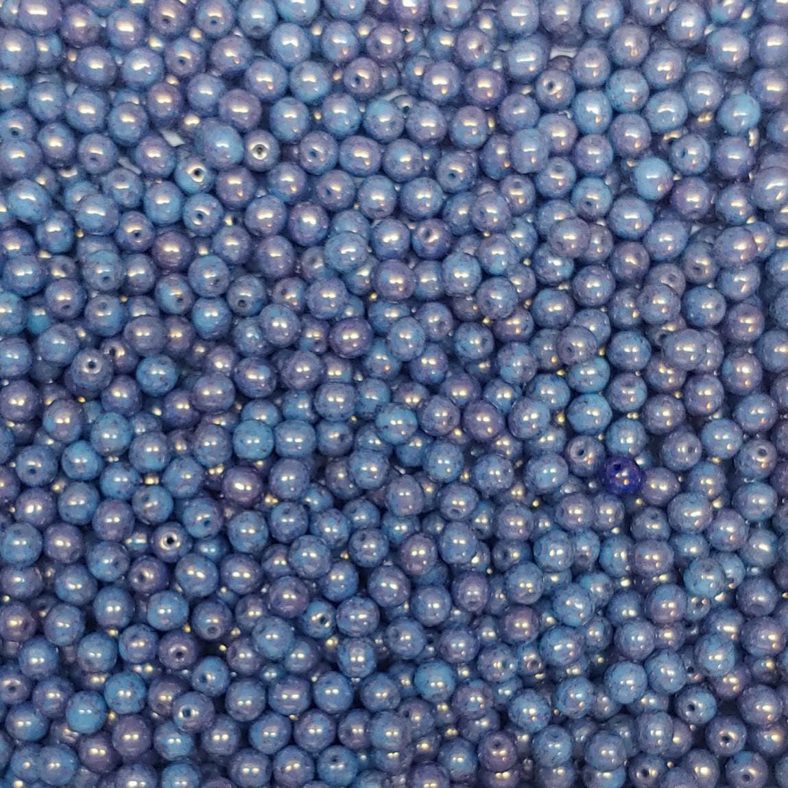 4mm Round Blue Turquoise Bronze, Czech Glass Beads, 63030-15496