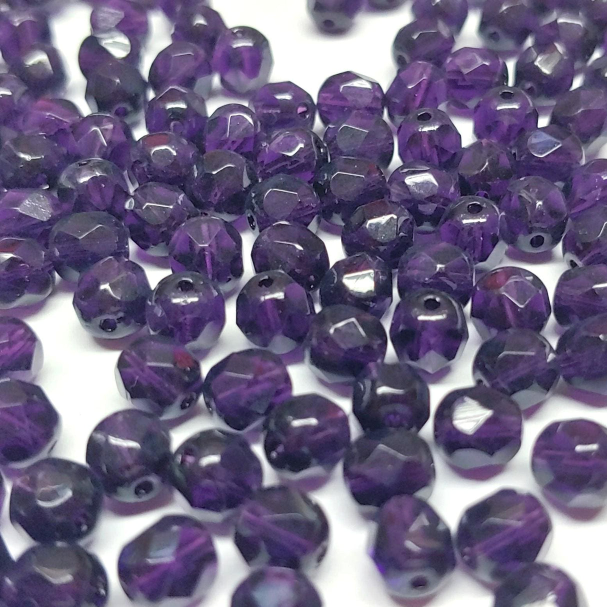 6mm Fire Polish Deep Purple, Czech glass faceted round bead, 20510-25 beads