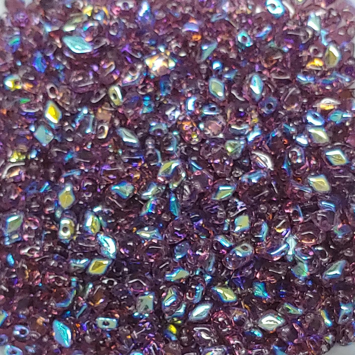 Mini GemDuo Aqua Graphite Rainbow, 2-Hole Matubo Czech beads 6x4mm, 50 beads