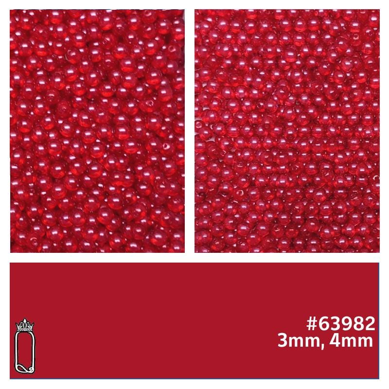 3mm, 4mm, Crystal Pearl Red-Round, Czech Glass Beads