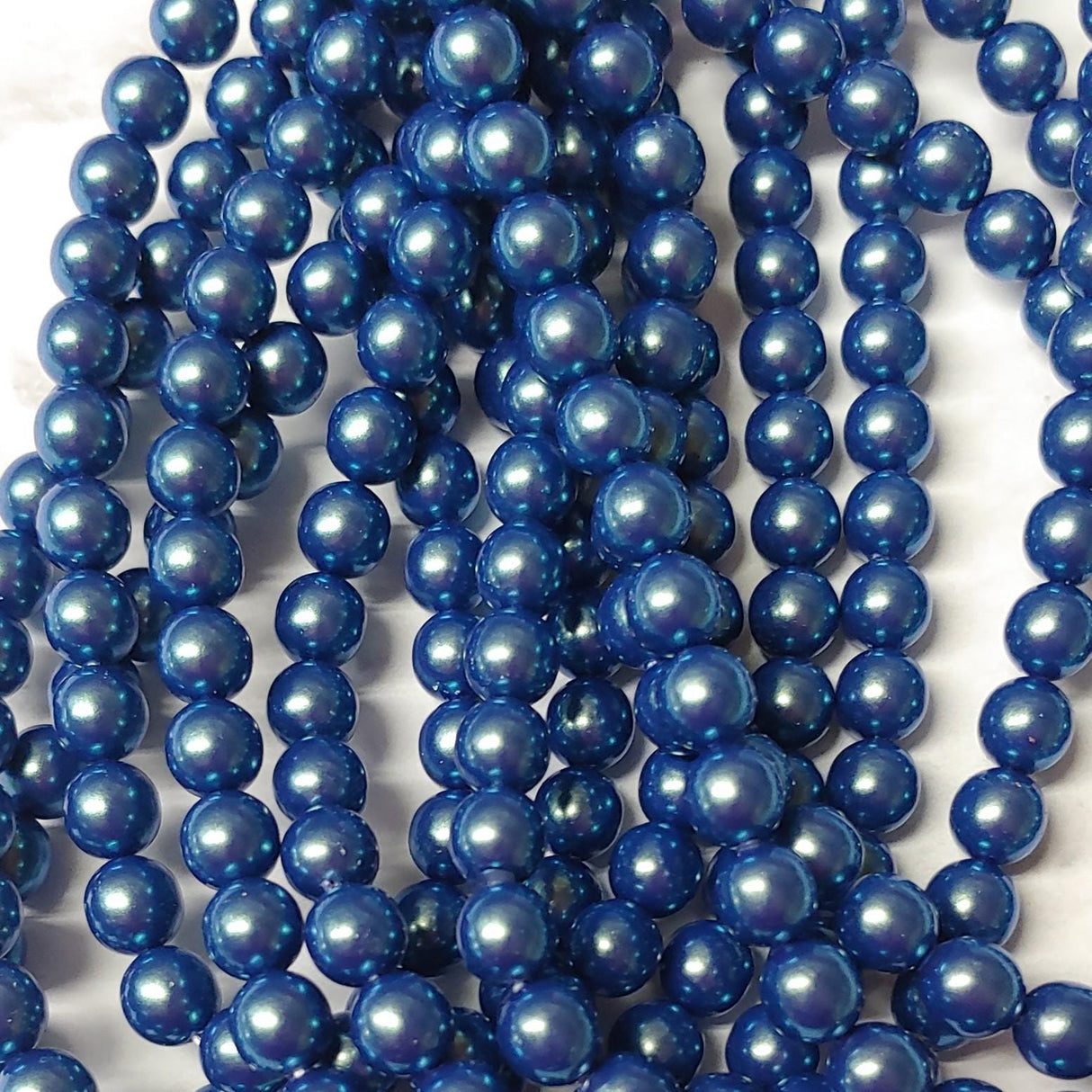 3mm, 4mm, 8mm Pearl Shell Dusk Blue, Round Glass Beads Pearl Shell,