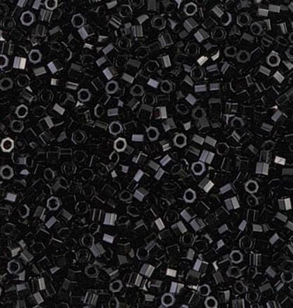 Delica 11/0 Hex Cut Black Miyuki Delica Bead, DBC0010-5 Grams