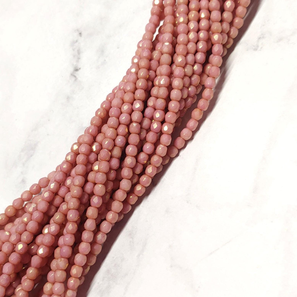 3mm Fire Polish Rose Gold Luster Czech Faceted Glass Beads-50 beads