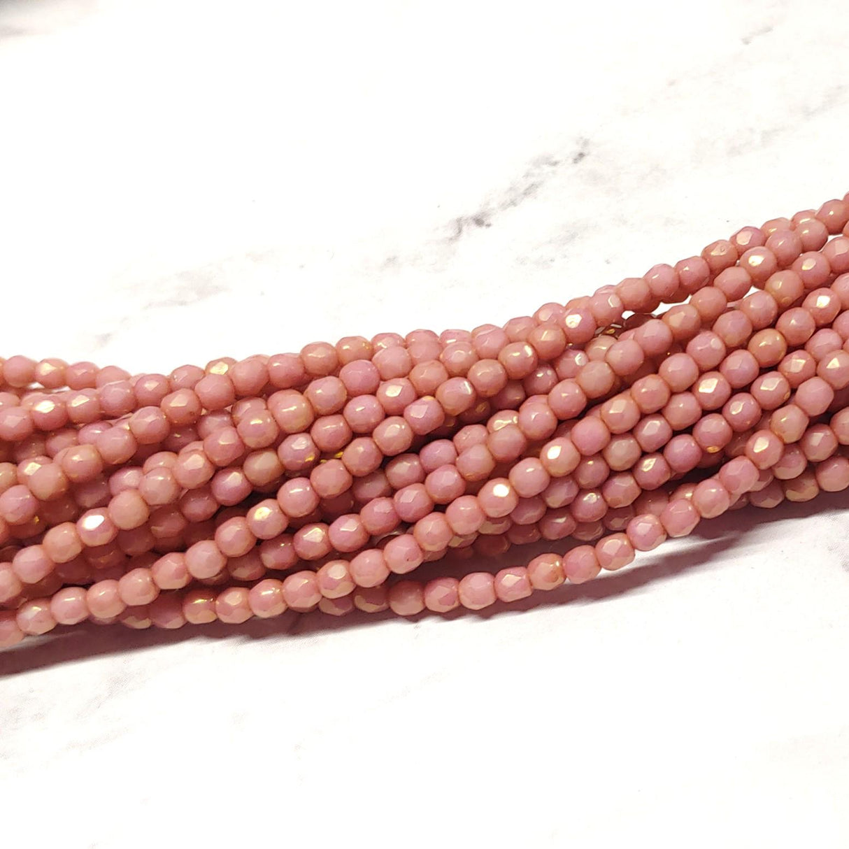 3mm Fire Polish Rose Gold Luster Czech Faceted Glass Beads-50 beads