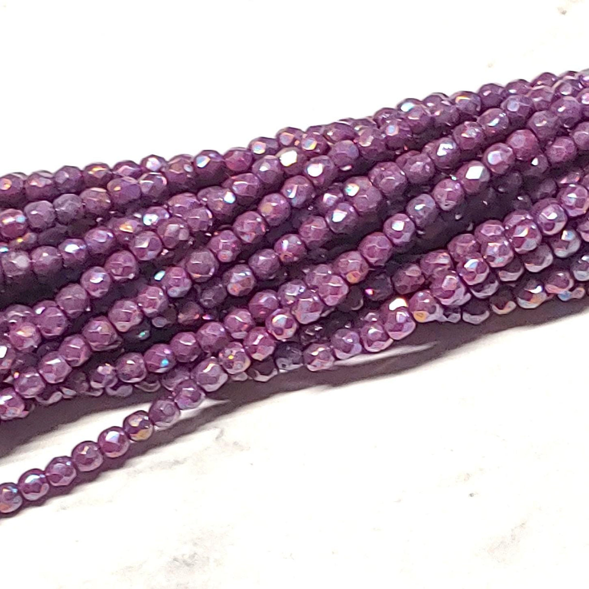 3mm Fire Polish Chalk Vega Iris Czech Faceted Glass Beads-50 beads