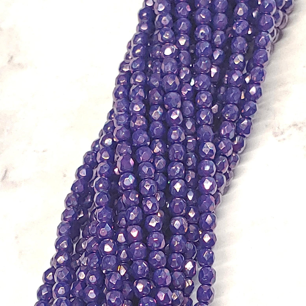 3mm Fire Polish Royal Blue Nebula, Czech glass faceted round-50 Beads