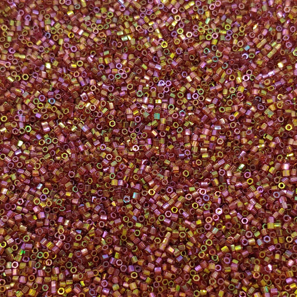 Delica 15/0 Hex Cut Topaz Rainbow Gold Luster Delica Bead, DBSC0103-5 Grams