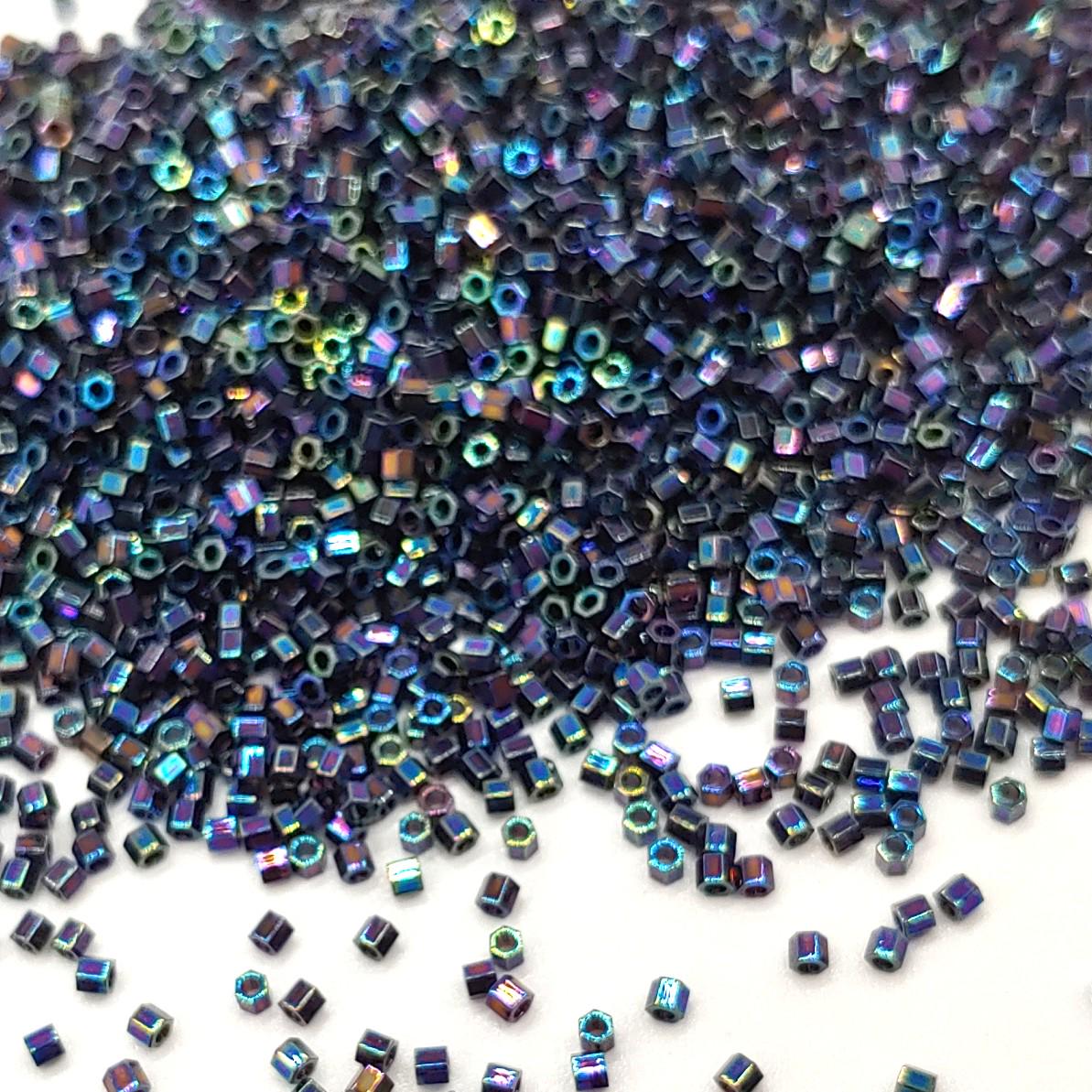 Delica 15/0 Hex Cut Metallic Blue Iris Delica Bead, DBSC0005-5 Grams