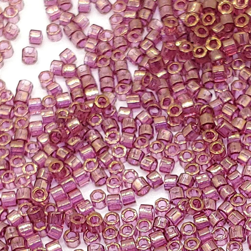 Delica 11/0 Hex Cut Gold Luster Amethyst Delica Bead, DBC0108-5 Grams