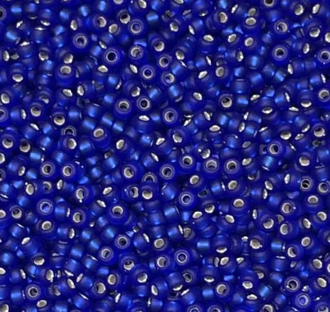 11/0 Matte Silver Lined Cobalt, Miyuki Glass Seed Beads, 20F-10 grams