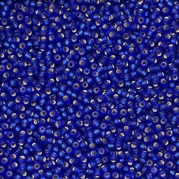 11/0 Matte Silver Lined Cobalt, Miyuki Glass Seed Beads, 20F-10 grams