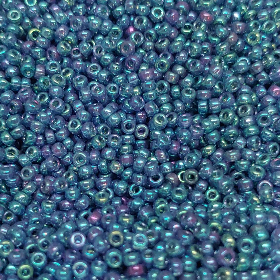 11/0 Teal Violet Gold Luster Glass Seed Beads, 314-10 grams