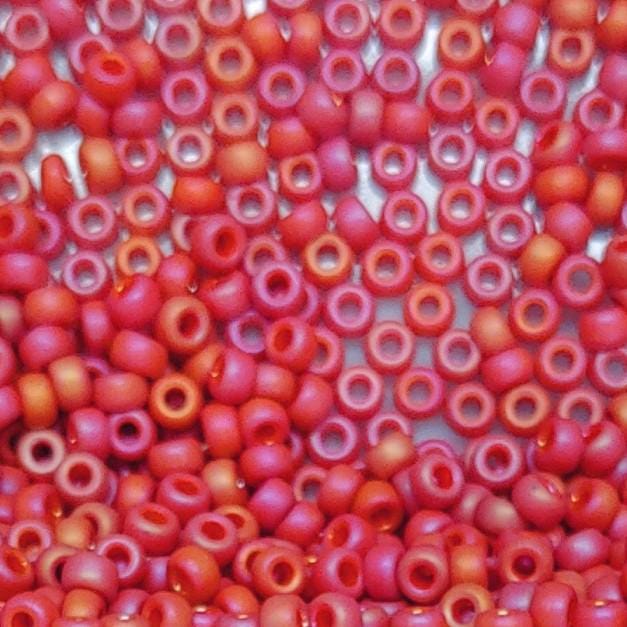 8-4695 Frosted Opaque Glaze Rainbow Cardinal, Miyuki Seed Beads 8/0