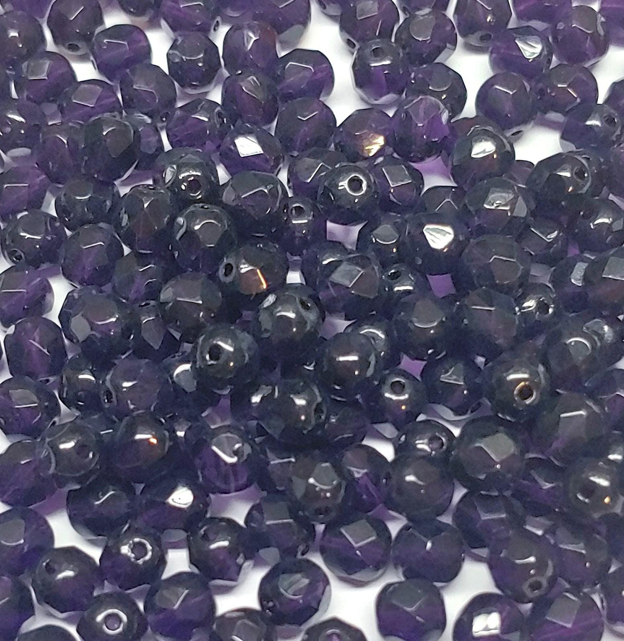 6mm Fire Polish Deep Purple, Czech glass faceted round bead, 20510-25 beads