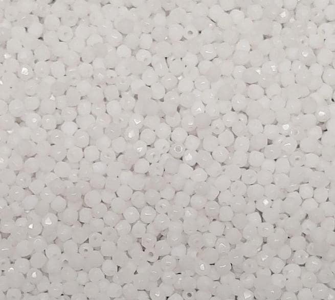 True 2MM Chalk White, Fire Polish, Czech Glass, 03000-100 beads