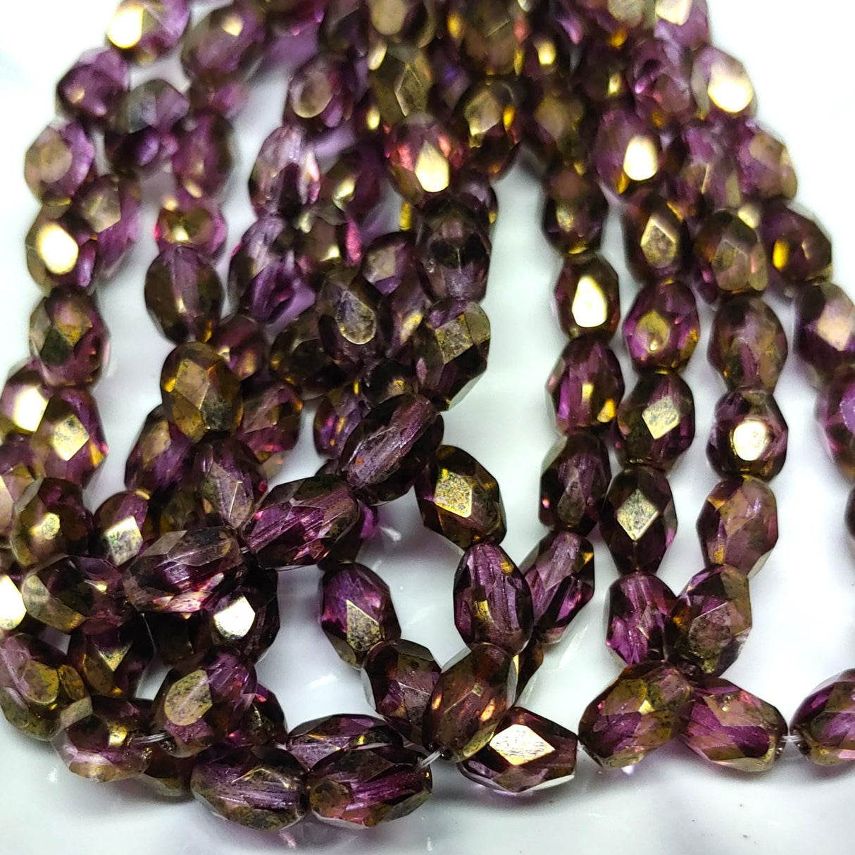 7x5mm Violet Bronze Luster Finish Faceted Oval Czech Glass Beads, 20 beads