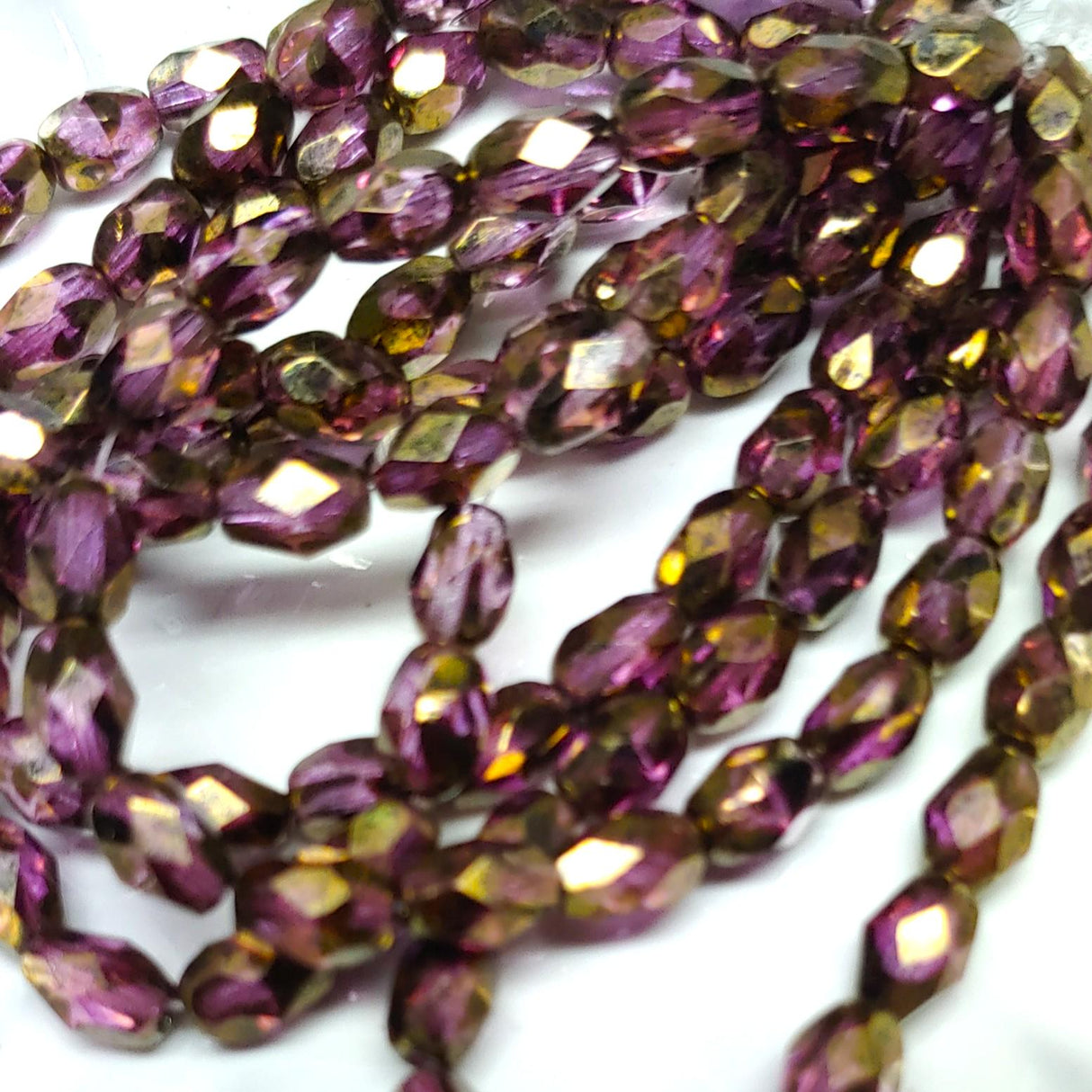 7x5mm Violet Bronze Luster Finish Faceted Oval Czech Glass Beads, 20 beads