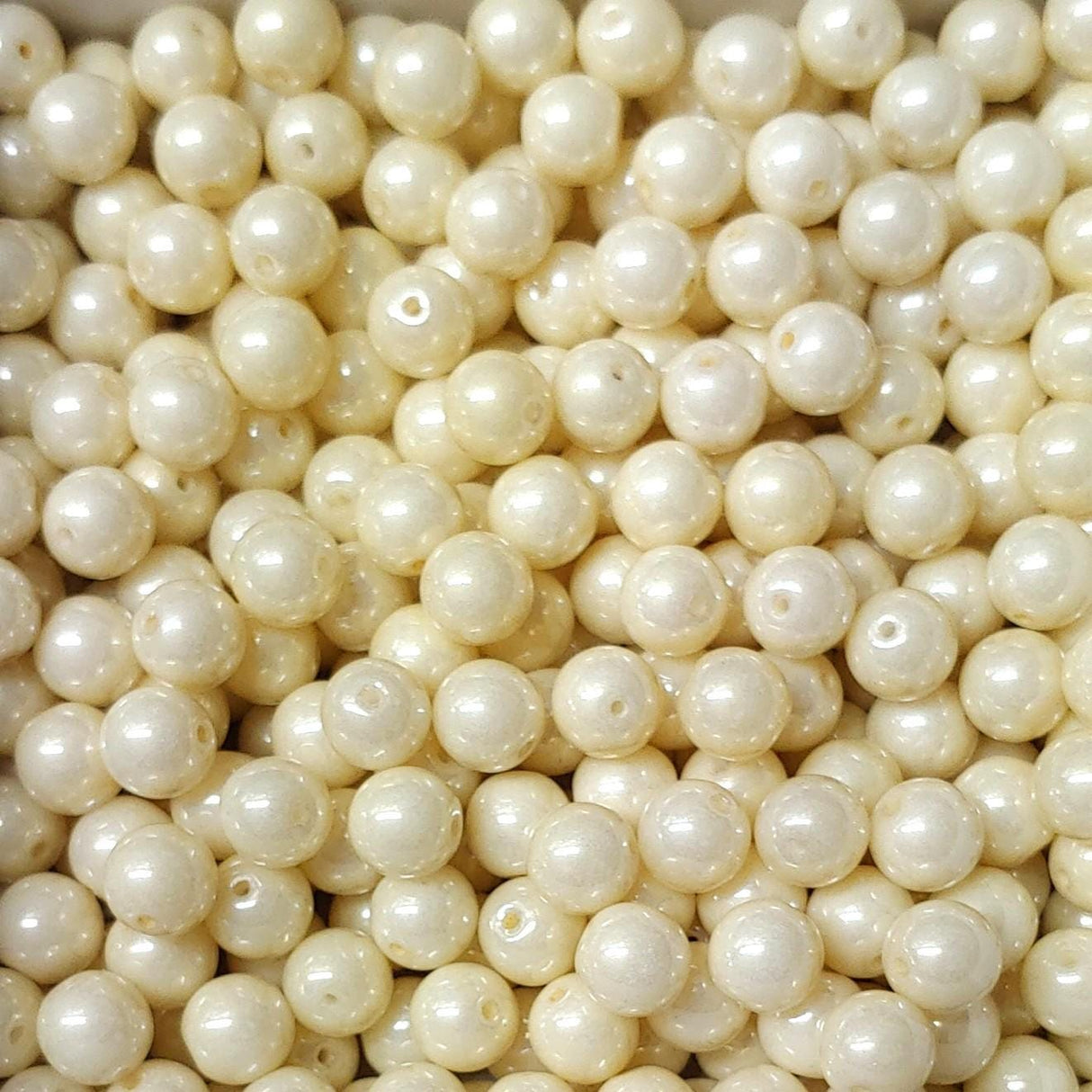 8mm Round, Cream Luster Czech Glass Beads, 03000-14401 - 25 beads