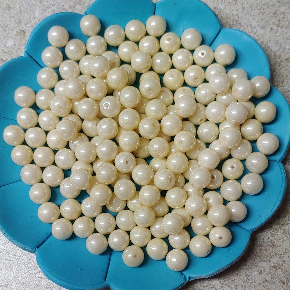 8mm Round, Cream Luster Czech Glass Beads, 03000-14401 - 25 beads