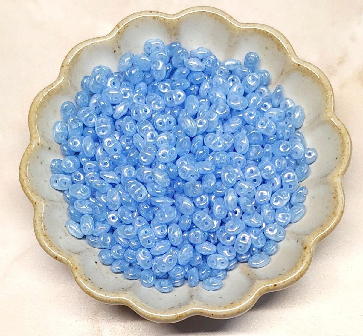 Superduo Opal Blue White Luster, 2-hole bead 2.5x5mm 31010-14400, 10 grams