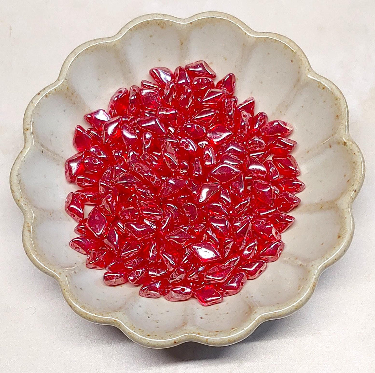 GemDuo Ruby White Luster, 50 beads, 2-Hole Matubo Czech beads 8x5mm, 90080-14400