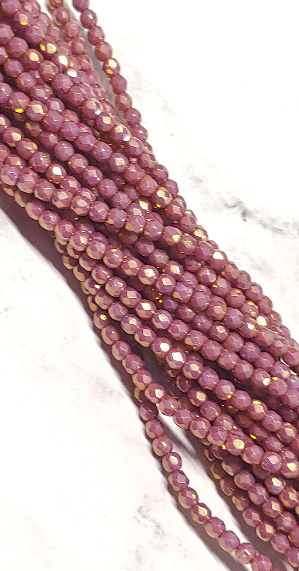 3mm Fire Polish Rose Bronze Luster Czech Faceted Glass Beads-50 beads
