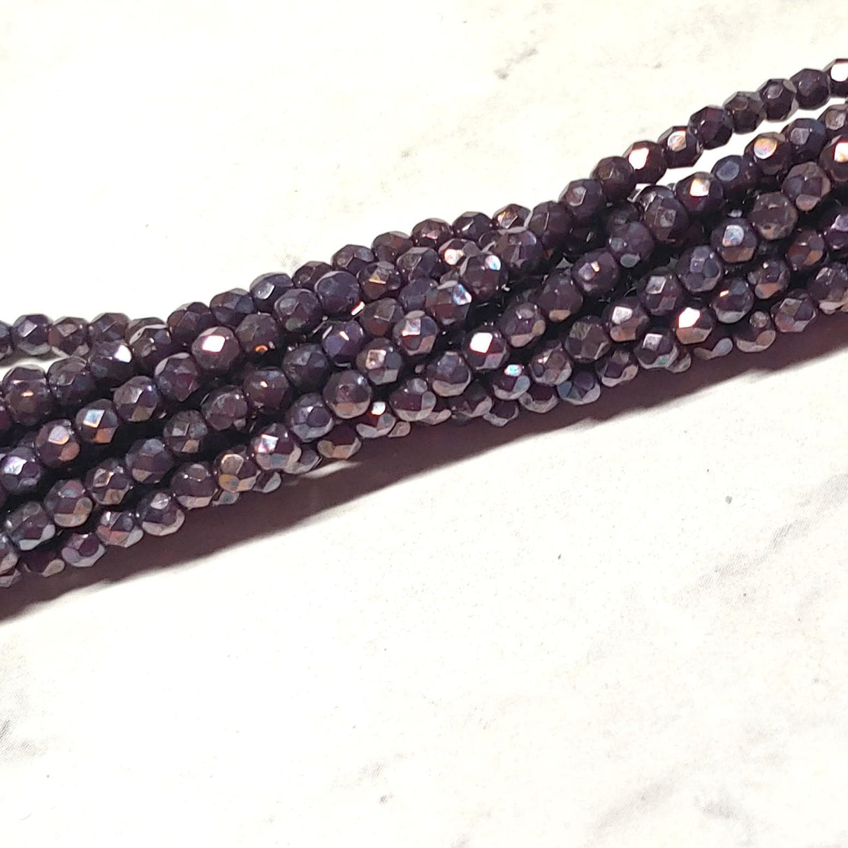 3mm Fire Polish Opaque Amethyst Nebula Czech Faceted Glass Beads-50 beads
