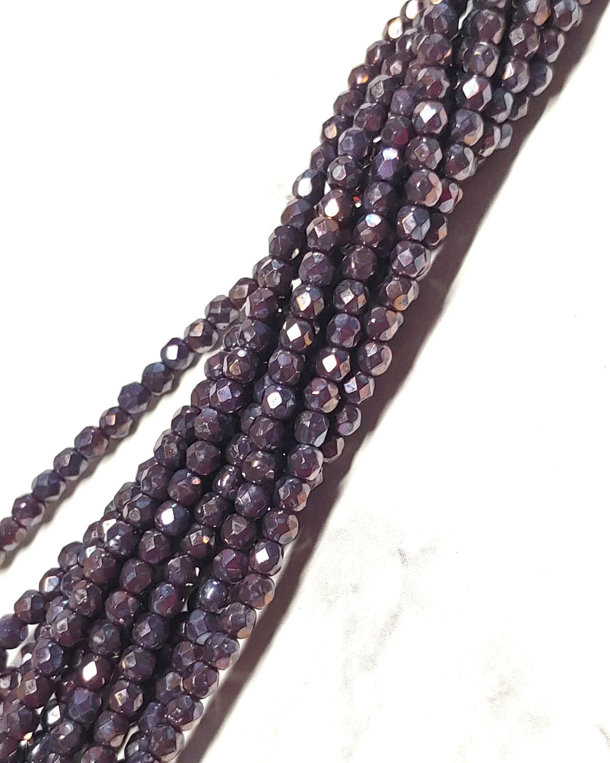 3mm Fire Polish Opaque Amethyst Nebula Czech Faceted Glass Beads-50 beads