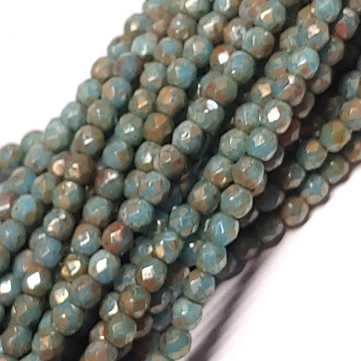 3mm Fire Polish Turquoise Blue Picasso Czech Faceted Glass Beads-50 beads