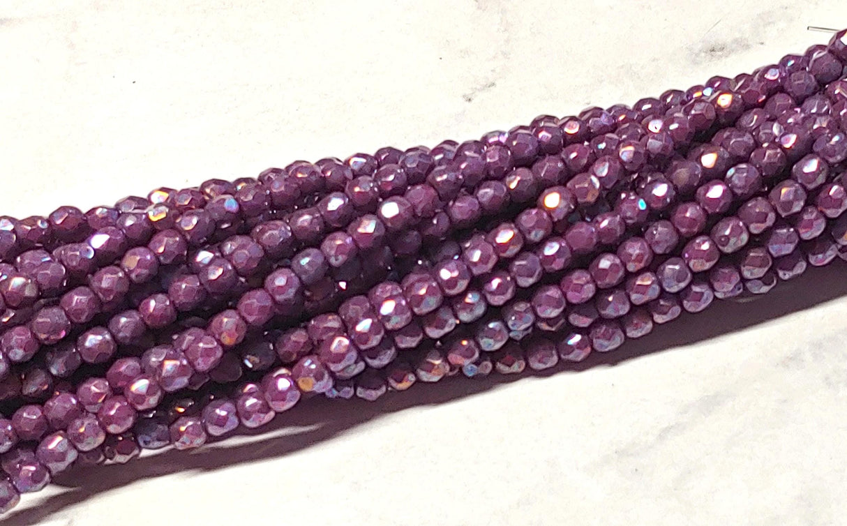 3mm Fire Polish Chalk Vega Iris Czech Faceted Glass Beads-50 beads