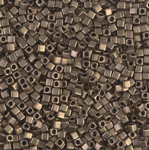 1.8mm Miyuki Cube Matte Metallic Dark Bronze SB18-2006, 10 Grams