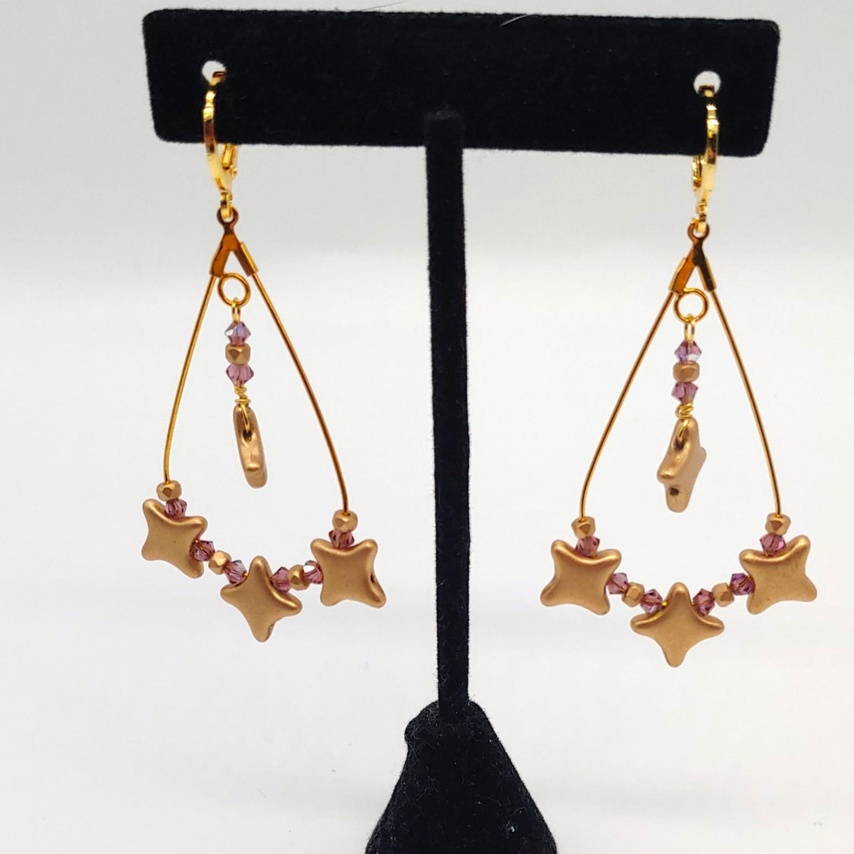 Star Beads Jet, 2 Hole Czech Glass 10x10mm, 30 Beads