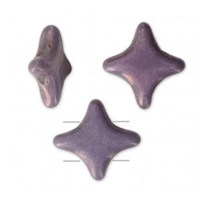 Star Beads Amethyst, 2 Hole Czech Glass 10x10mm, 30 Beads