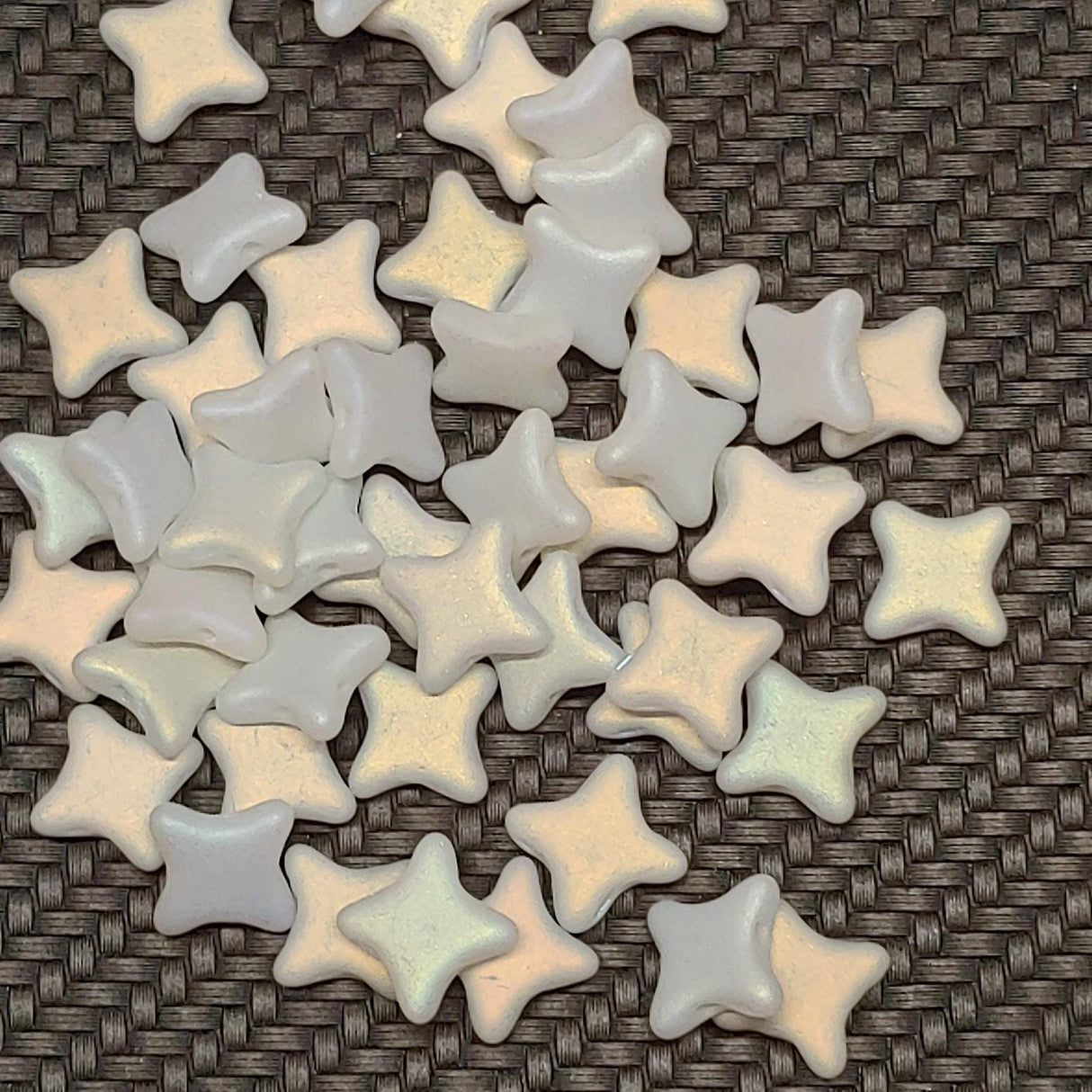 Star Beads White AB, 2 Hole Czech Glass 10x10mm, 30 Beads