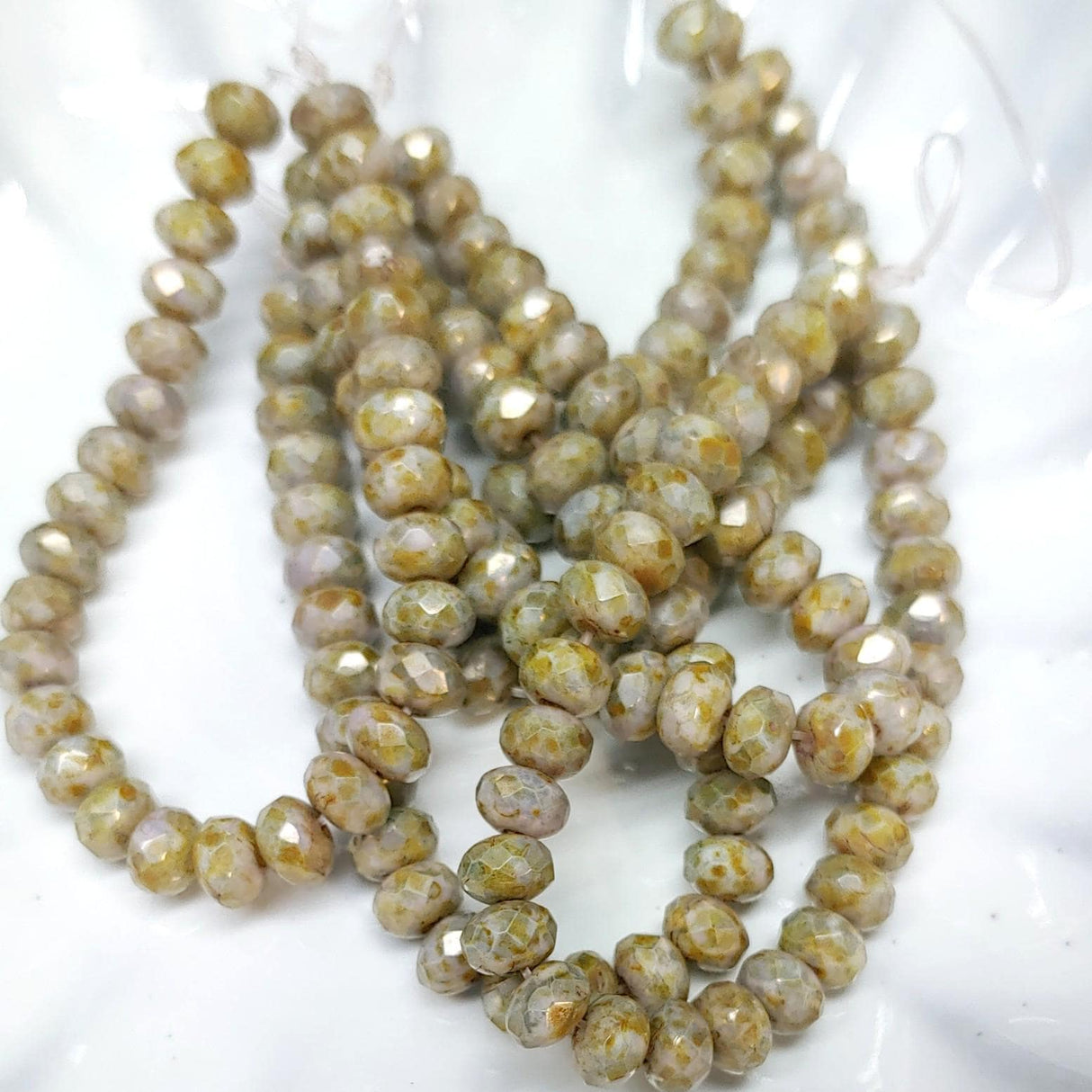 3x5mm Rondelle Stone with Yellow Picasso - Czech Glass Beads, 30 beads