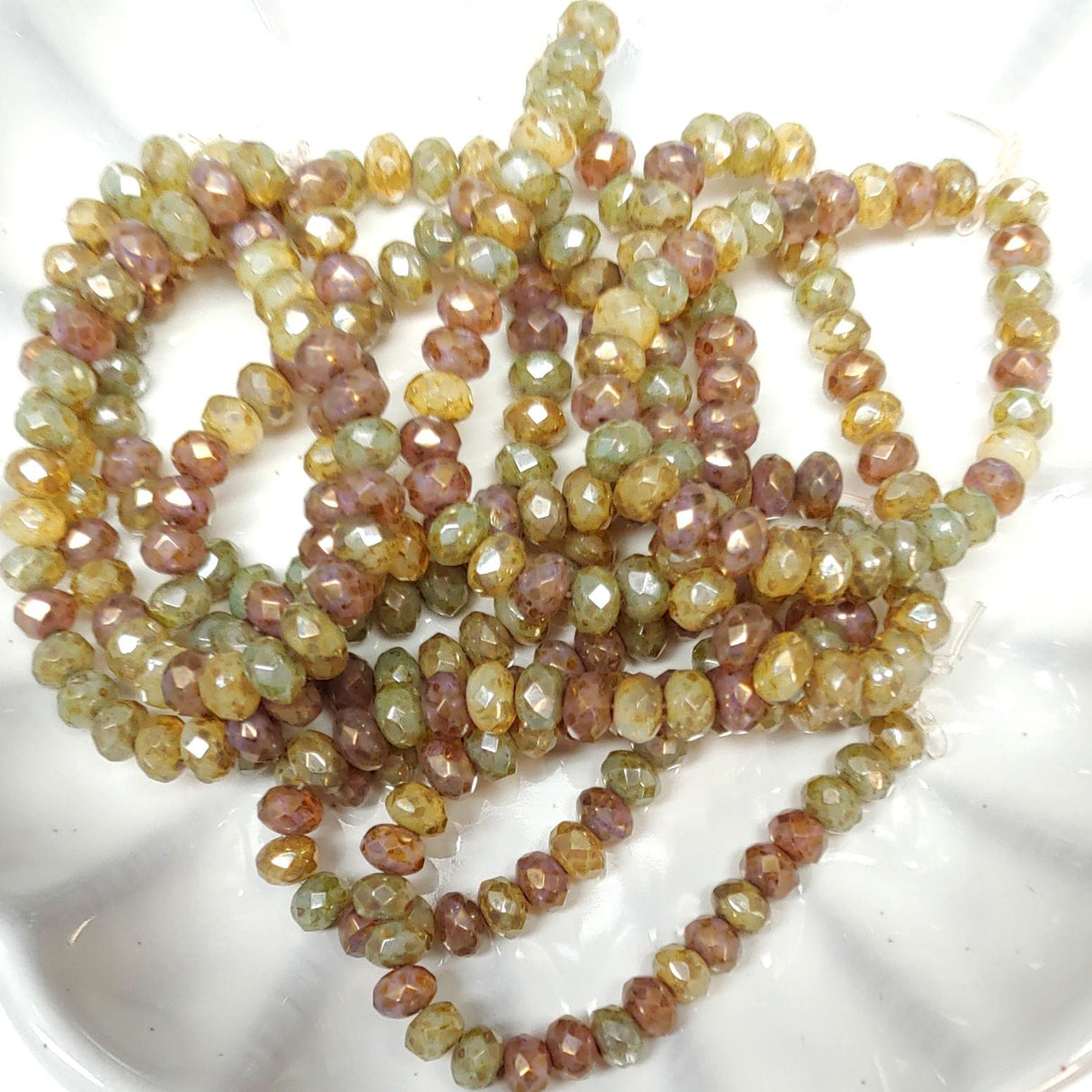 3x5mm Rondelle Champagne Mix w/Picasso Finish - Czech Glass Beads, 30 beads