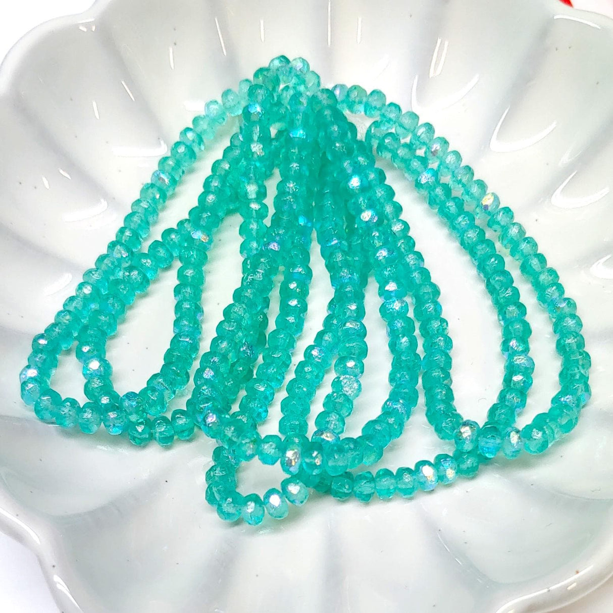 2x3mm Rondelle Tiffany w/Etched AB Finish - Czech Glass Beads, 50 beads