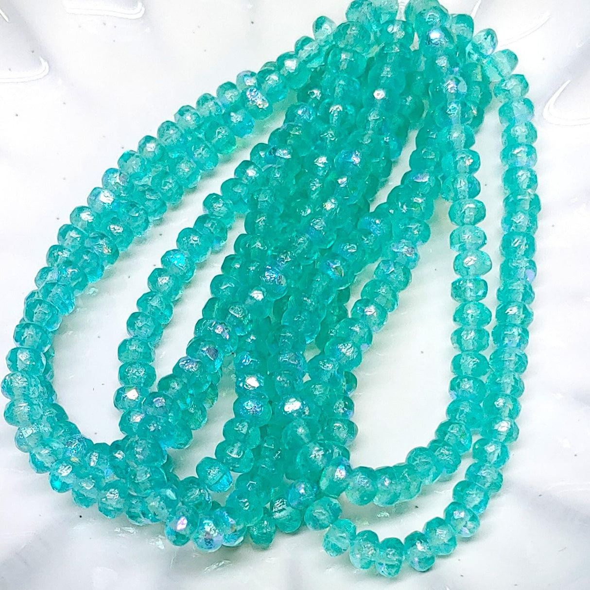 2x3mm Rondelle Tiffany w/Etched AB Finish - Czech Glass Beads, 50 beads