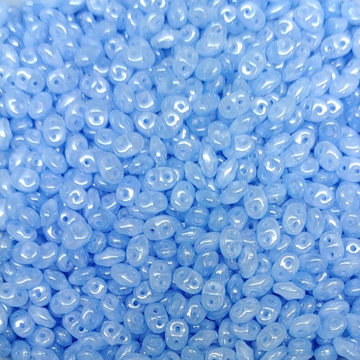 Superduo Opal Blue White Luster, 2-hole bead 2.5x5mm 31010-14400, 10 grams
