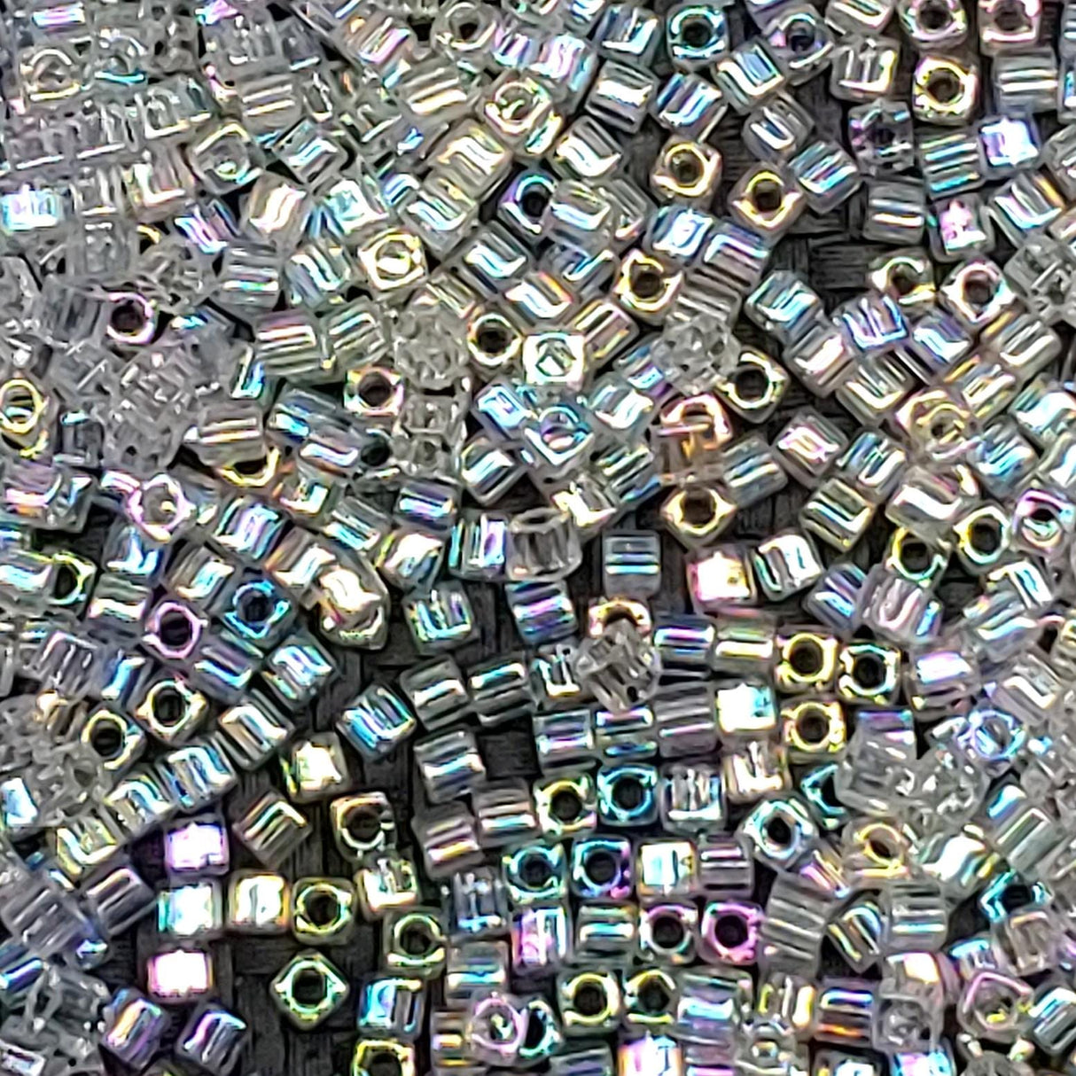 1.8mm Miyuki Cube Crystal AB SB18-250, 10 Grams