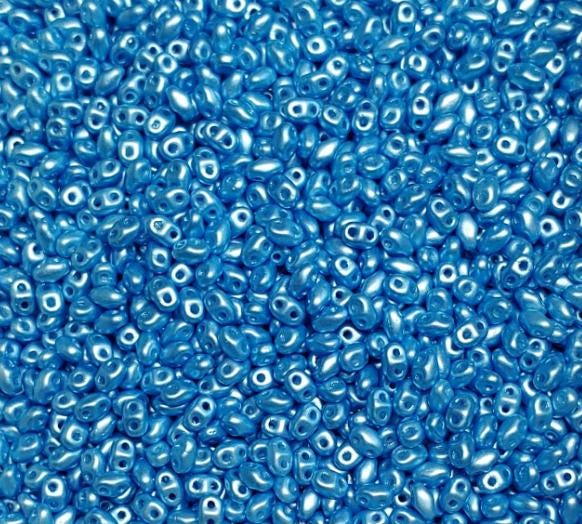 MiniDuo Pastel Turquoise, 2-Hole 2x4MM Czech Glass, 25020-10 grams