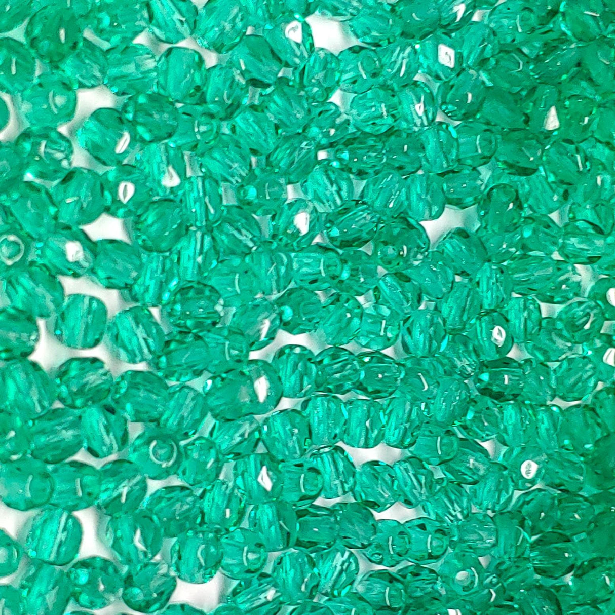 3mm Fire Polish Emerald, Czech glass faceted round bead, 50720