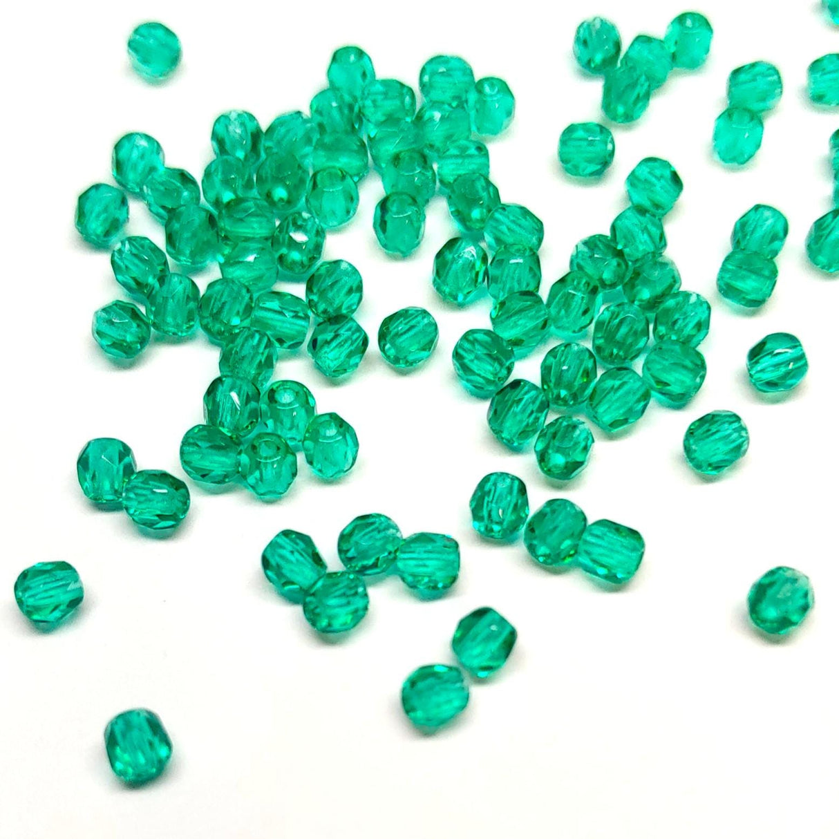 3mm Fire Polish Emerald, Czech glass faceted round bead, 50720