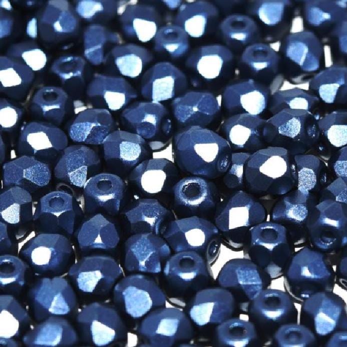 3mm Fire Polish Pastel Montana, Czech glass faceted round bead, 25042-50 beads