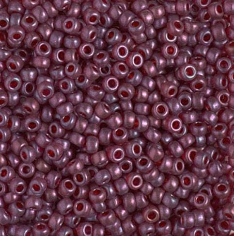8-313SF: 8/0 Semi-Frosted Cranberry Gold Luster Miyuki