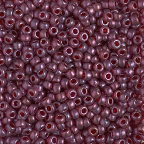 8-313SF: 8/0 Semi-Frosted Cranberry Gold Luster Miyuki