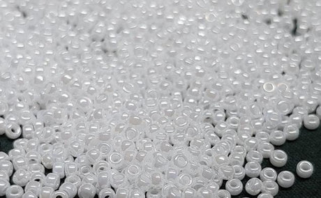11/0 White Pearl Ceylon, Miyuki 420 Glass Seed Bead, 10 grams