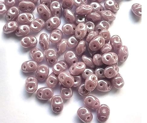 SuperDuo Opaque Violet Luster, 2-Hole Czech Glass 2.5x5mm, 23020-14400-10 grams