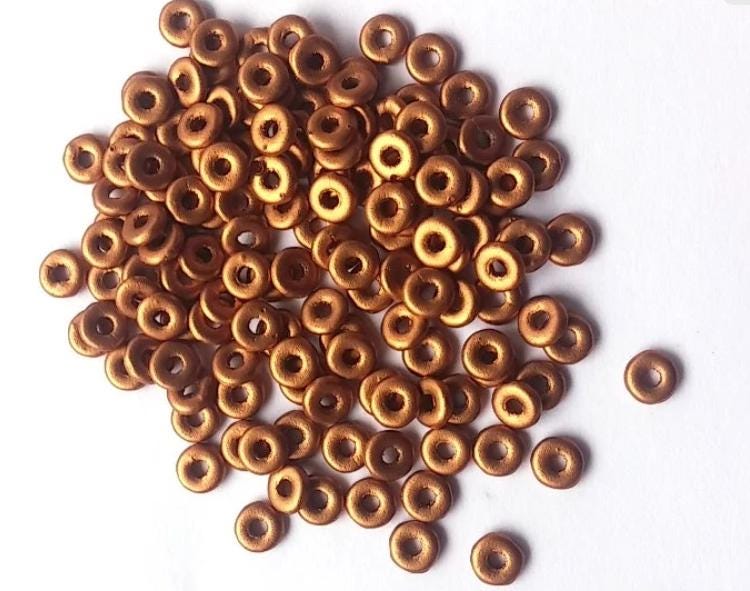 O Bead Brass Gold, 1X4MM Czech Glass 01740, 5 grams