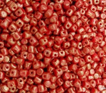 Minos Par Puca Opaque Coral Red Bronze, 2.5X3MM Czech glass 93200-15496, 5 grams